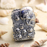 Genuine Zippo oil lighter copper windproof Silver 3D Skull armor - forsmoking