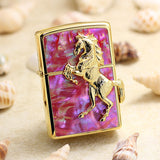 Genuine Zippo oil lighter copper windproof Red shell Golden Horse - forsmoking
