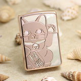 Genuine Zippo oil lighter copper windproof Rose Gold Fortune Cat - forsmoking