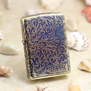 Genuine Zippo oil lighter copper windproof Burn gold Rattan - forsmoking