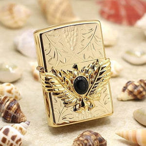 Genuine Zippo oil lighter copper windproof Golden wings Black stone - forsmoking