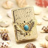 Genuine Zippo oil lighter copper windproof Golden Wings turquoise - forsmoking