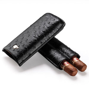 Cigar case portable cow leather ostrich skin - forsmoking