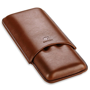 Cigar case cow leather travel portable - forsmoking